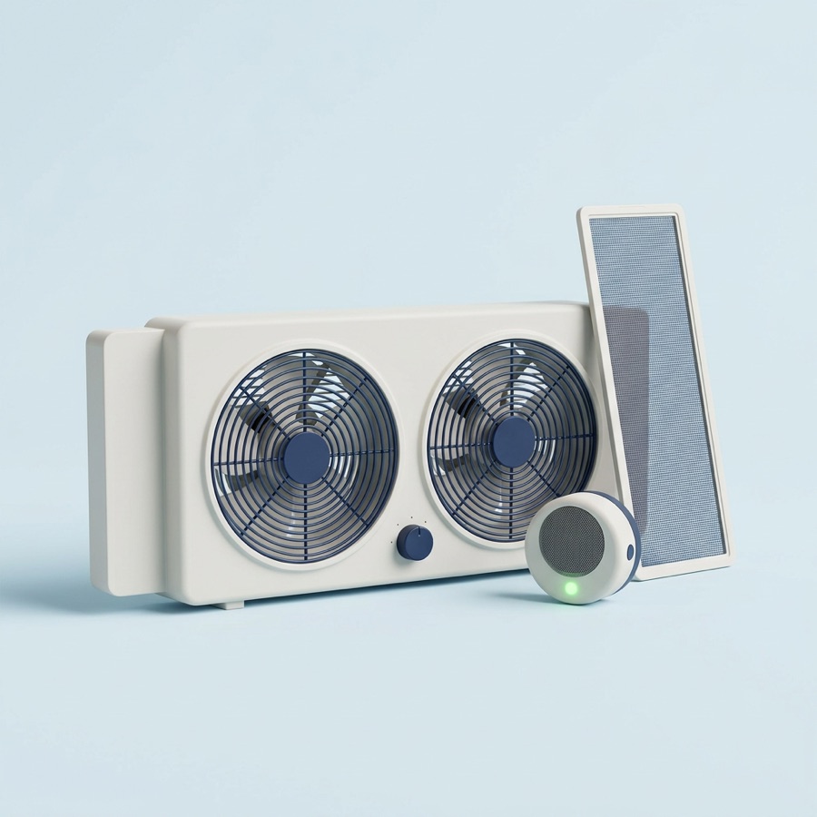 De Nachtspoel-set: raamventilator, ventilatie-indicator en insectenhor